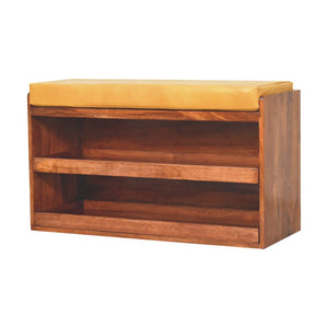 HomeRoots 43" Brown Solid Wood Storage Bench with Cabinet – Stylish Seating & Concealed Storage for Entryway Use 718253