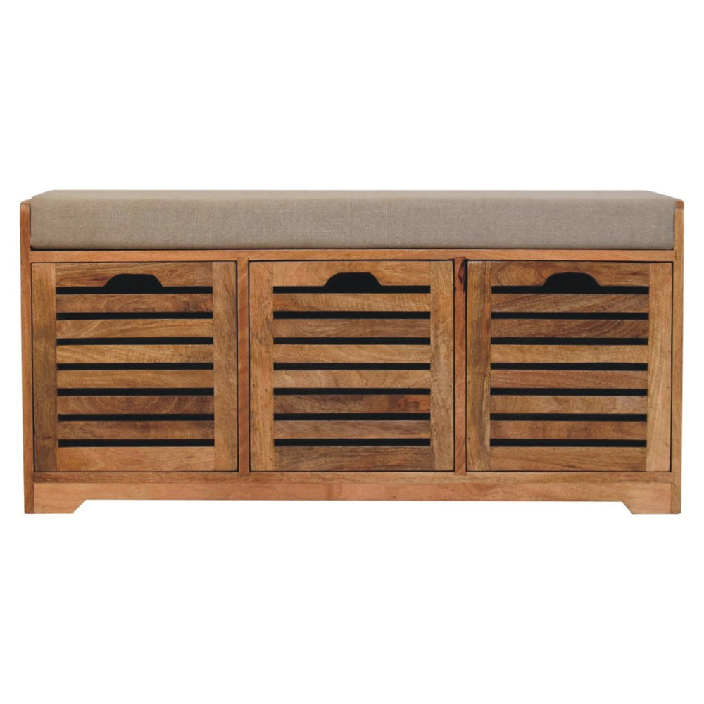 HomeRoots 35" Stylish Brown Linen Upholstered Storage Bench with Shoe Compartment for Entryway Organization 718256
