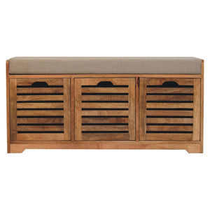 HomeRoots 35" Stylish Brown Linen Upholstered Storage Bench with Shoe Compartment for Entryway Organization 718256