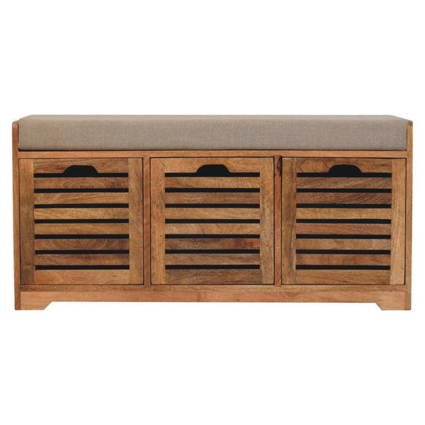 HomeRoots 35" Stylish Brown Linen Upholstered Storage Bench with Shoe Compartment for Entryway Organization 718256