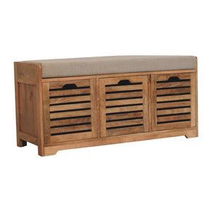 HomeRoots 35" Stylish Brown Linen Upholstered Storage Bench with Shoe Compartment for Entryway Organization 718256