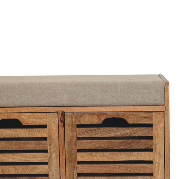 HomeRoots 35" Stylish Brown Linen Upholstered Storage Bench with Shoe Compartment for Entryway Organization 718256