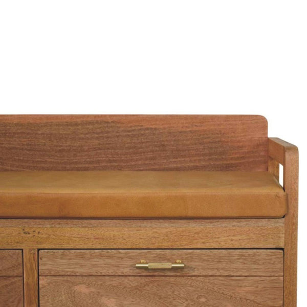 39 Inch Genuine Leather Upholstered Storage Bench Solid Wood Frame Drawers Bedroom Entryway