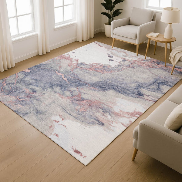 HomeRoots 5' X 8' Blush and Gray Abstract Area Rug - Stylish, Washable, UV-Protected for Busy Homes 718258