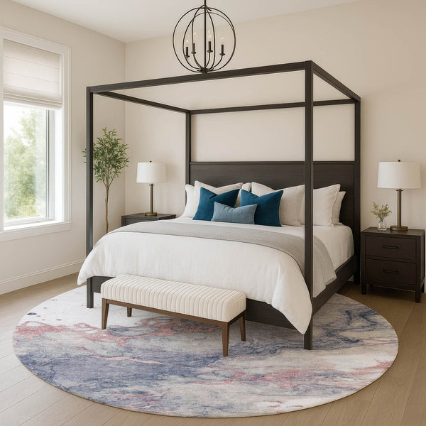 HomeRoots 8' X 10' Washable Blush and Gray Abstract Area Rug with UV Protection – Durable, Stylish, Easy Clean! 718260