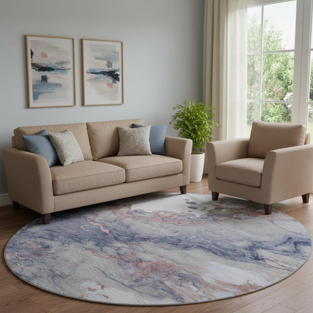 HomeRoots 8' X 10' Washable Blush and Gray Abstract Area Rug with UV Protection – Durable, Stylish, Easy Clean! 718260