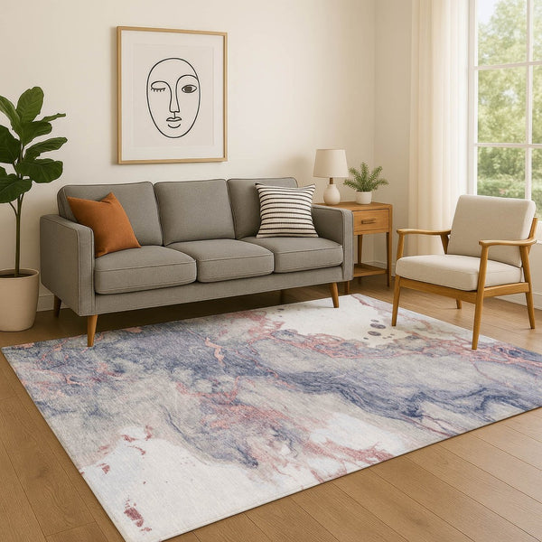 HomeRoots 9' X 12' Modern Blush & Gray Abstract Area Rug – Washable, UV-Protected, Pet & Kid-Friendly Design 718261