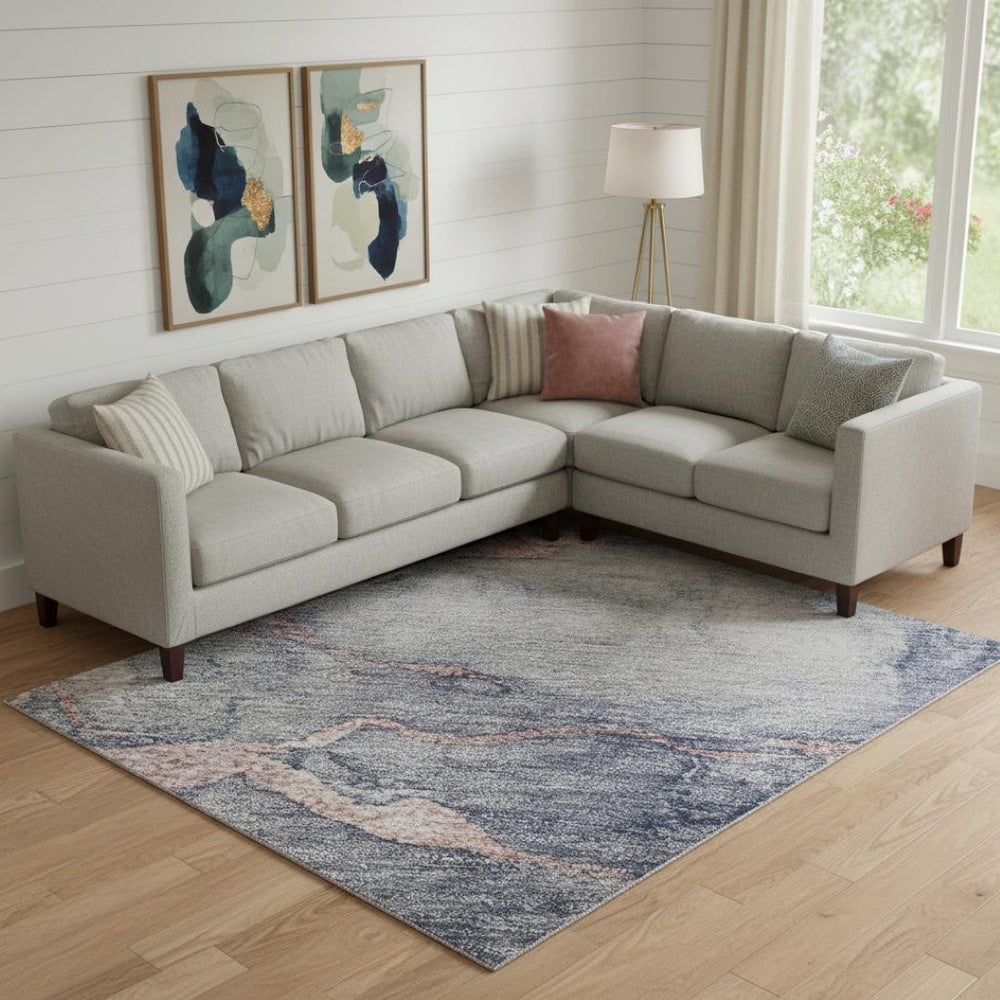 HomeRoots 9' X 12' Modern Blush & Gray Abstract Area Rug – Washable, UV-Protected, Pet & Kid-Friendly Design 718261