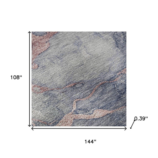HomeRoots 10' X 14' Blush & Gray Abstract Area Rug - Washable, UV-Protected, Stain-Resistant, Modern Design! 718262