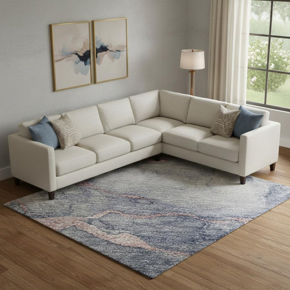 HomeRoots 10' X 14' Blush & Gray Abstract Area Rug - Washable, UV-Protected, Stain-Resistant, Modern Design! 718262