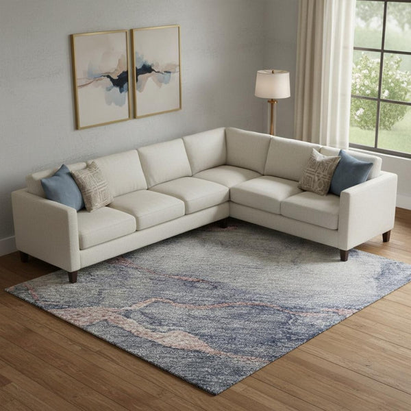 HomeRoots 10' X 14' Blush & Gray Abstract Area Rug - Washable, UV-Protected, Stain-Resistant, Modern Design! 718262