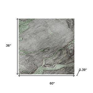 HomeRoots 5' X 8' Green and Gray Abstract Area Rug - Washable, UV Protected, Durable for Family Spaces & More! 718264