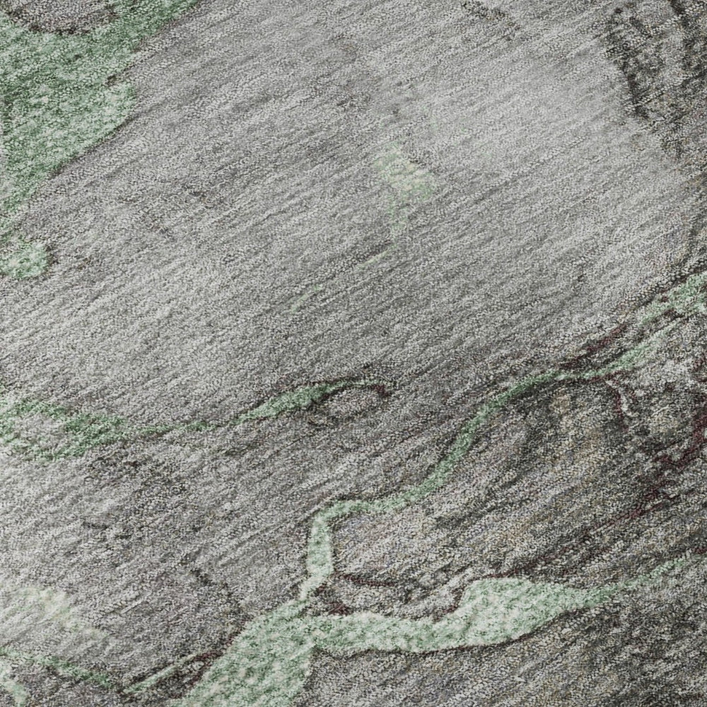 HomeRoots 5' X 8' Green and Gray Abstract Area Rug - Washable, UV Protected, Durable for Family Spaces & More! 718264