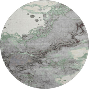 HomeRoots 8' X 10' Green and Gray Abstract Washable Area Rug with UV Protection for Stylish, Busy Homes 718266
