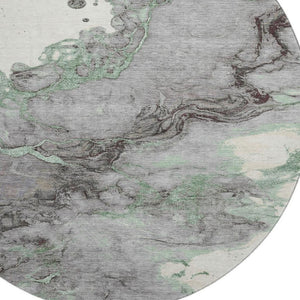 HomeRoots 8' X 10' Green and Gray Abstract Washable Area Rug with UV Protection for Stylish, Busy Homes 718266
