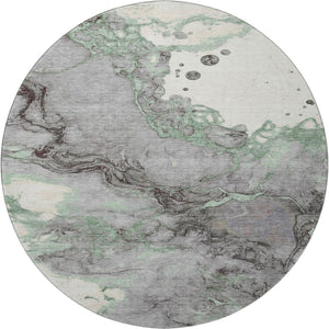 HomeRoots 8' X 10' Green and Gray Abstract Washable Area Rug with UV Protection for Stylish, Busy Homes 718266