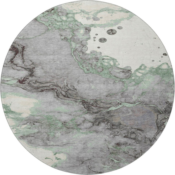 HomeRoots 8' X 10' Green and Gray Abstract Washable Area Rug with UV Protection for Stylish, Busy Homes 718266
