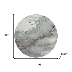 HomeRoots 8' X 10' Green and Gray Abstract Washable Area Rug with UV Protection for Stylish, Busy Homes 718266