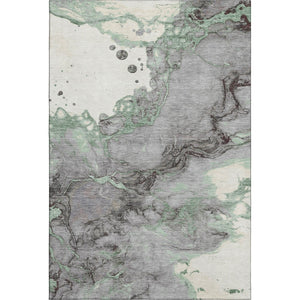 HomeRoots 10' X 14' Green and Gray Abstract Washable Area Rug - Durable, UV-Protected, Stylish for Busy Homes 718268