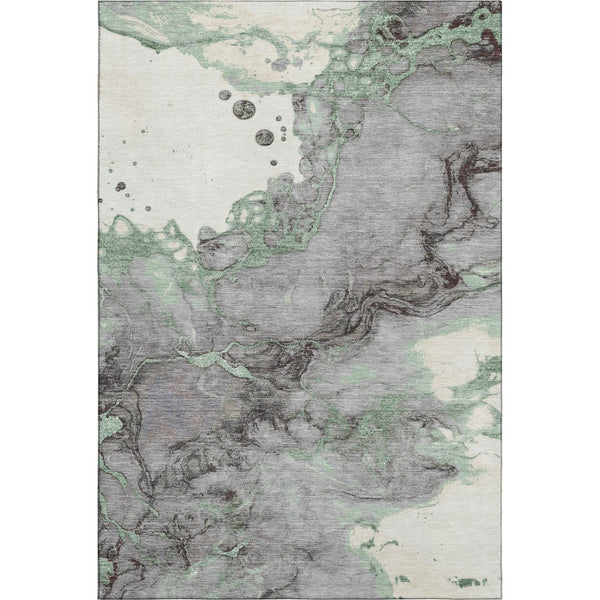 HomeRoots 10' X 14' Green and Gray Abstract Washable Area Rug - Durable, UV-Protected, Stylish for Busy Homes 718268