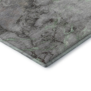HomeRoots 10' X 14' Green and Gray Abstract Washable Area Rug - Durable, UV-Protected, Stylish for Busy Homes 718268