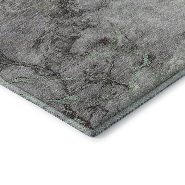 HomeRoots 10' X 14' Green and Gray Abstract Washable Area Rug - Durable, UV-Protected, Stylish for Busy Homes 718268