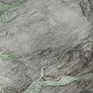HomeRoots 10' X 14' Green and Gray Abstract Washable Area Rug - Durable, UV-Protected, Stylish for Busy Homes 718268