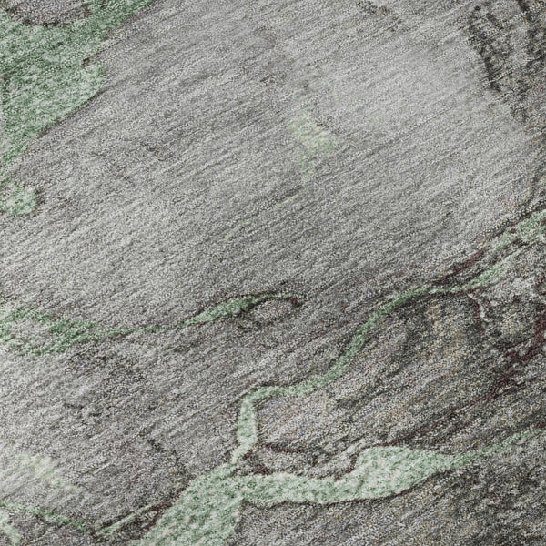 HomeRoots 10' X 14' Green and Gray Abstract Washable Area Rug - Durable, UV-Protected, Stylish for Busy Homes 718268