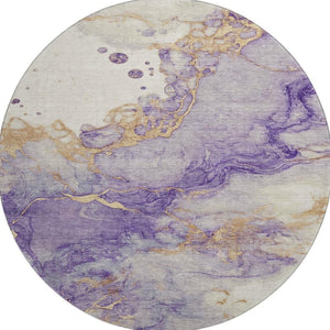 HomeRoots 8' X 10' Purple And Gold Abstract Area Rug - Washable, UV Protected, Non-Slip for High-Traffic Areas 718272