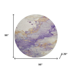 HomeRoots 8' X 10' Purple And Gold Abstract Area Rug - Washable, UV Protected, Non-Slip for High-Traffic Areas 718272