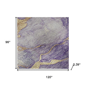 HomeRoots 9' X 12' Purple And Gold Abstract Washable Area Rug – Modern Design with UV Protection & Easy Care 718273
