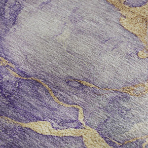 HomeRoots 10' X 14' Washable Purple and Gold Abstract Area Rug with UV Protection – Durable, Stylish & Easy Care! 718274