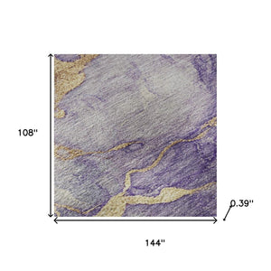 HomeRoots 10' X 14' Washable Purple and Gold Abstract Area Rug with UV Protection – Durable, Stylish & Easy Care! 718274