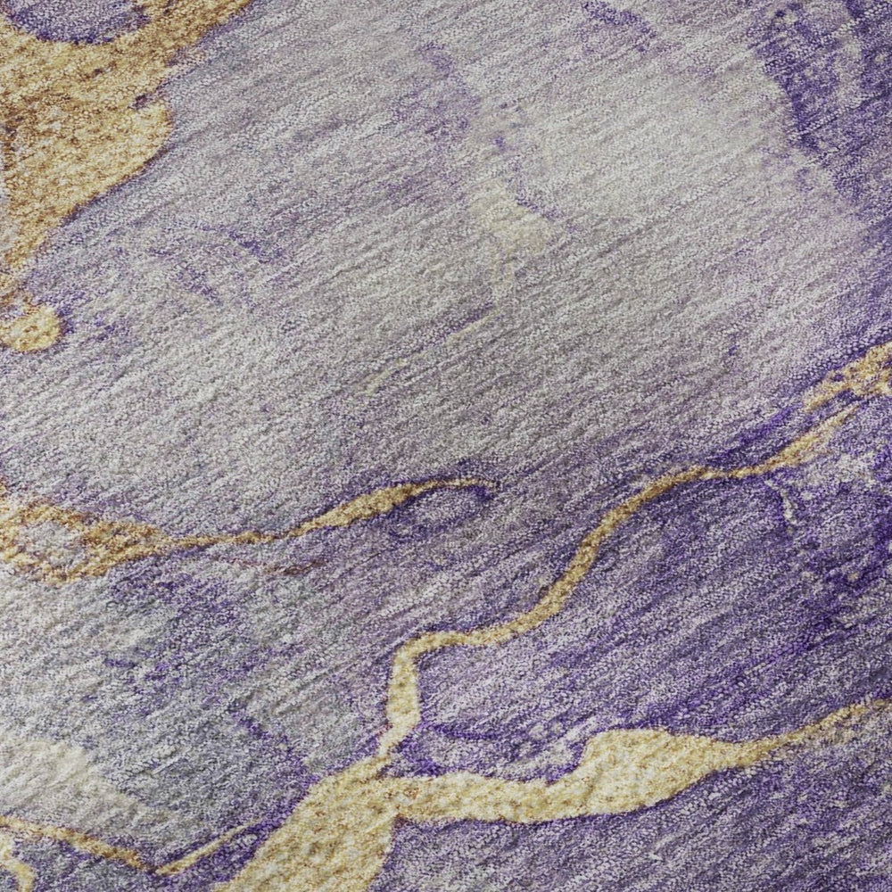 HomeRoots 10' X 14' Washable Purple and Gold Abstract Area Rug with UV Protection – Durable, Stylish & Easy Care! 718274