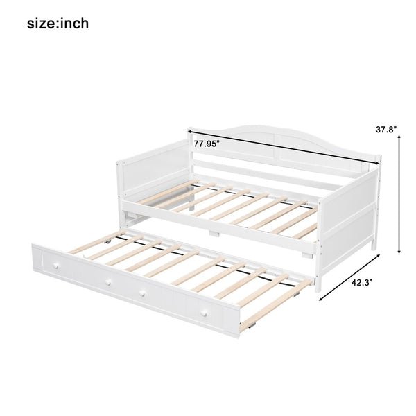 English Elm Twin Cottage Beadboard Daybed with Pull Out Trundle Solid Pine Guest Room Frame N708P357100K