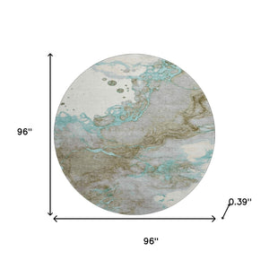 HomeRoots 8' X 10' Teal and Brown Abstract Washable Area Rug - Stylish, Durable, UV-Protected for Modern Homes 718278
