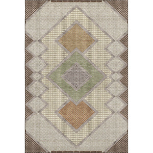 HomeRoots 5' X 8' Brown and Copper Geometric Area Rug - Washable, UV-Protected, Durable Style for Homes 718282