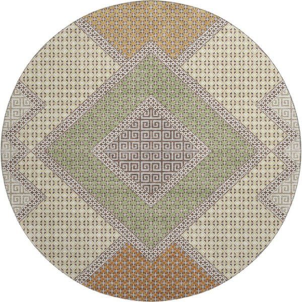 HomeRoots 8' X 10' Washable Brown and Copper Geometric Area Rug with UV Protection for High-Traffic Spaces 718284