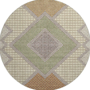 HomeRoots 8' X 10' Washable Brown and Copper Geometric Area Rug with UV Protection for High-Traffic Spaces 718284