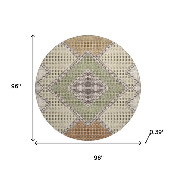 HomeRoots 8' X 10' Washable Brown and Copper Geometric Area Rug with UV Protection for High-Traffic Spaces 718284