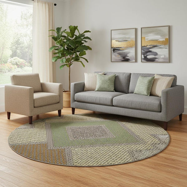 HomeRoots 8' X 10' Washable Brown and Copper Geometric Area Rug with UV Protection for High-Traffic Spaces 718284