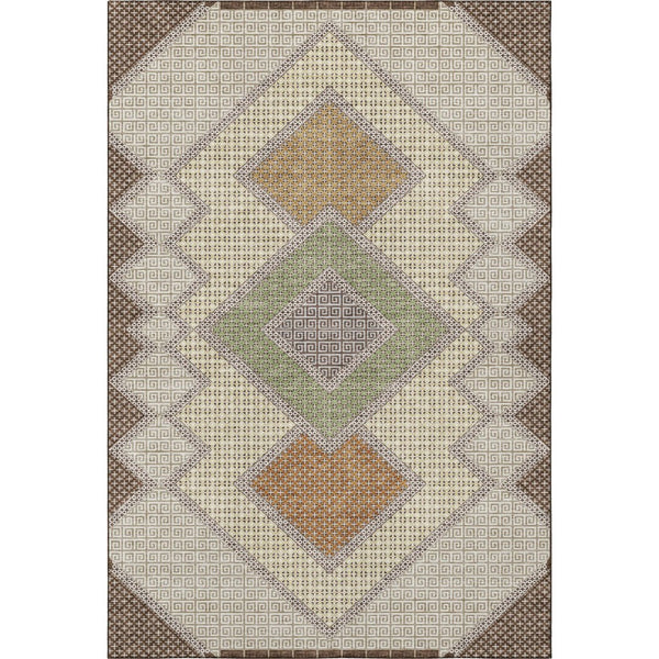 HomeRoots 10' Modern Brown and Copper Geometric Area Rug - Washable, UV Protected, Stain Resistant, Non-Slip! 718286