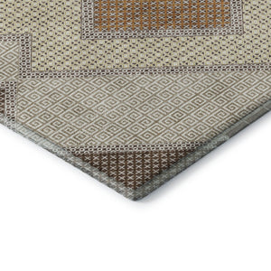 HomeRoots 10' Modern Brown and Copper Geometric Area Rug - Washable, UV Protected, Stain Resistant, Non-Slip! 718286