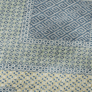 HomeRoots 8' X 10' Denim Blue and Gray Geometric Area Rug - Washable, UV Protected, and Stain Resistant Design 718290
