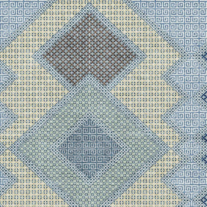 HomeRoots 9' X 12' Washable Denim Blue & Gray Geometric Area Rug - Stain Resistant, UV Protected, Non-Slip 718291