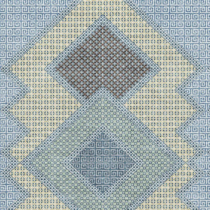 HomeRoots 10' X 14' Denim Blue Geometric Area Rug - Washable, UV Protected, Durable for High-Traffic Spaces 718292