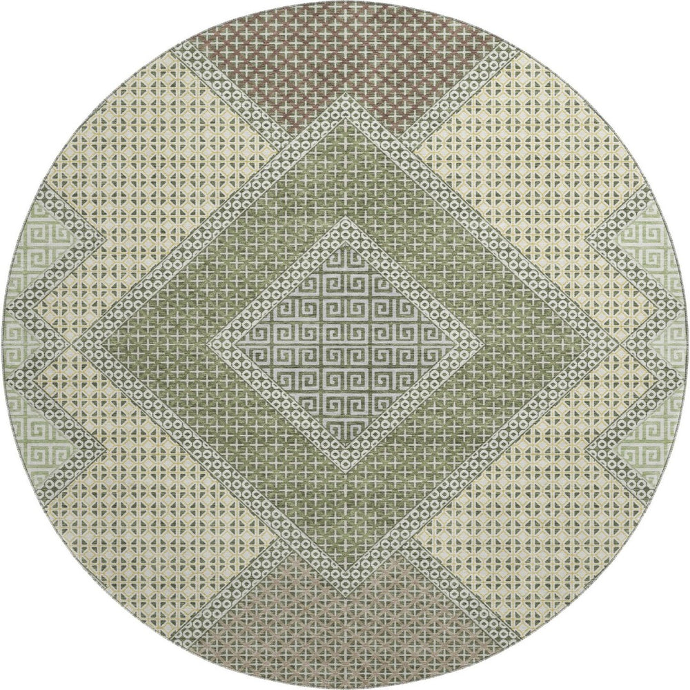 HomeRoots 8' X 10' Stylish Green and Gray Geometric Area Rug - Durable, Washable, UV-Protected & Stain-Resistant 718296
