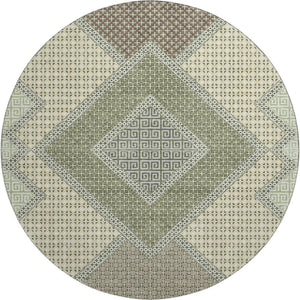 HomeRoots 8' X 10' Stylish Green and Gray Geometric Area Rug - Durable, Washable, UV-Protected & Stain-Resistant 718296