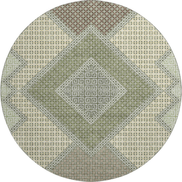 HomeRoots 8' X 10' Stylish Green and Gray Geometric Area Rug - Durable, Washable, UV-Protected & Stain-Resistant 718296