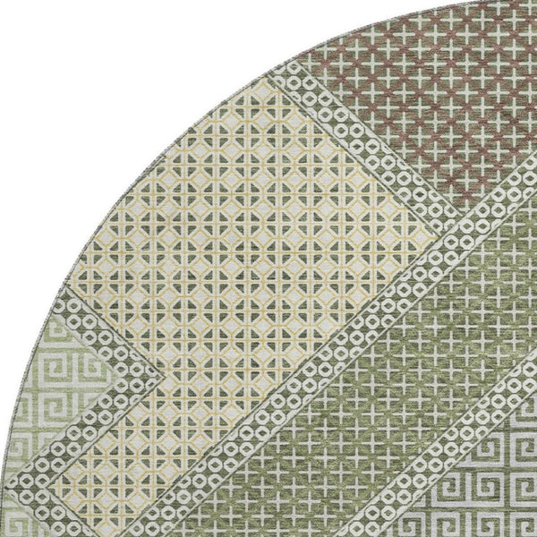 HomeRoots 8' X 10' Stylish Green and Gray Geometric Area Rug - Durable, Washable, UV-Protected & Stain-Resistant 718296
